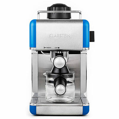 Die farbenfrohe Espressomaschine Sagrada von Klarstein mit integrierter Dampfdüse bereitet Espresso, Cappuccino und Latte Macciato