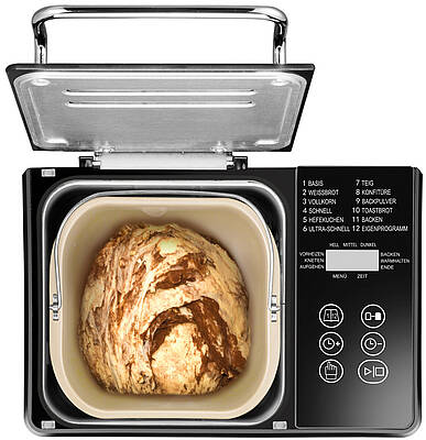 Der neue Unold Backmeister Kompakt für 500-g-Brote ist schlank im Format und bietet 12 gespeicherte Programme