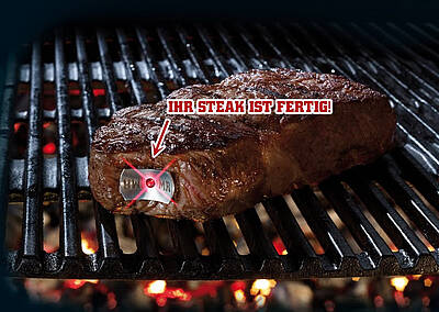 Wenn der SteakChamp leuchtet, ist die leckere Fleischschnitte auf den Punkt gegart; ganz auf Wunsch rare, medium rare, medium oder medium well