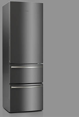 Mattes Obsidian macht den Haier Kühlschrank zum Designobjekt. Das Display ist verdeckt. (Fotos: Haier)