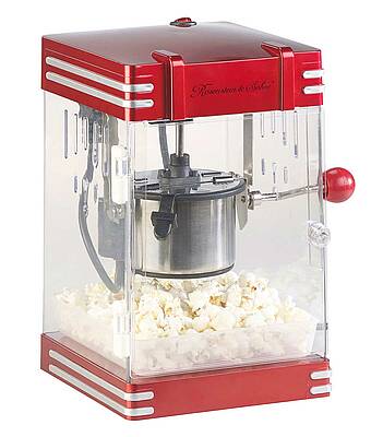 Im coolen roten Retro-Design: Dank dem Look der 50er- Jahre wird das Popcorn-Machen zu einem echten Erlebnis - nicht nur für Kinder
