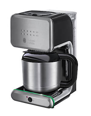 Bei allen Geräten der neuen Russell Hobbs Frühstücks-Serie erleichtert ein farbiger Leuchtring die Zubereitung von Kaffee, Heißgetränken und Toast